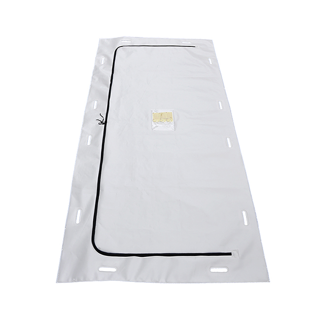white pvc body bag with curved zipper